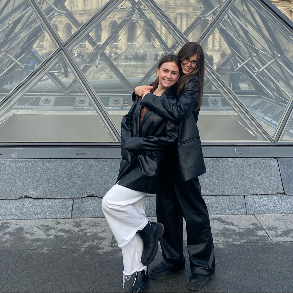 Black Leather Fleece Zara Pants